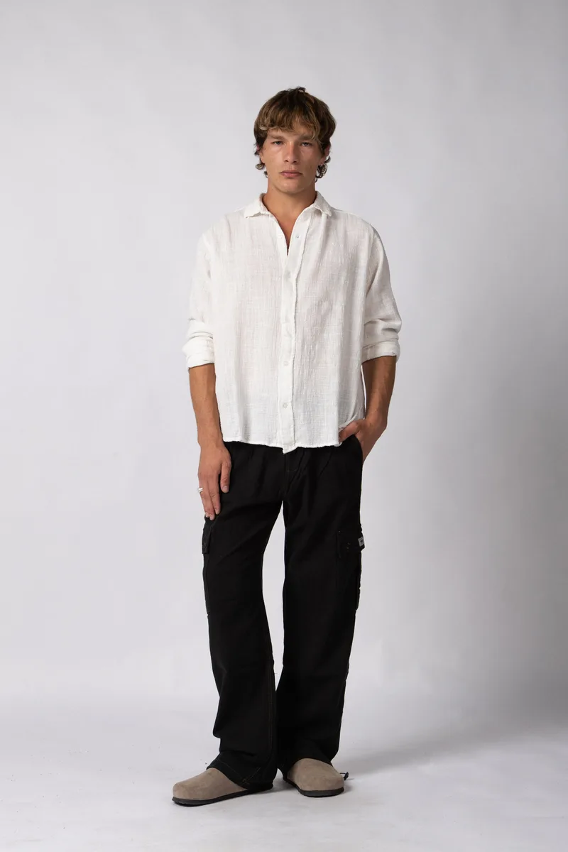 Camisa Manga Larga Lino Zen Blanca