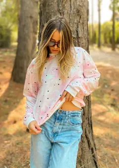 Buzo Engomado Batik y Estrellas Rosa