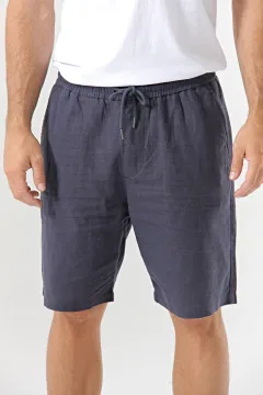Bermuda de lino Dieter azul marino