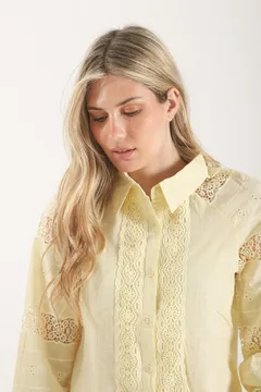 Camisa Lino y Broderie ISABELA AMARILLO - 70183
