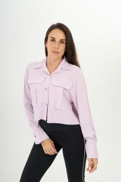 Camisa Lino Oversize Crop