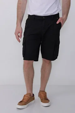 Bermuda cargo de gabardina Volker negro