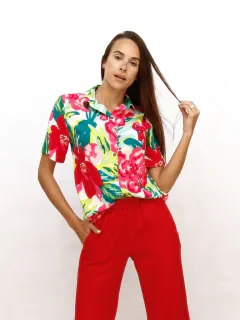 Camisa Lino Estampada