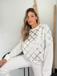 Buzo Bordado Lentejuelas Rombos - 323