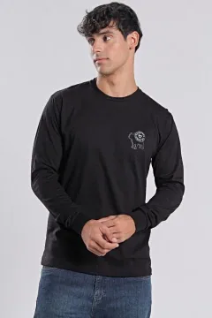 Remera manga larga Stamp negra