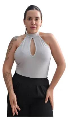 Body Lurex Espalda Descubierta Escote Americano Mujer Brillo (599)