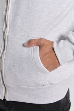 Campera básica de algodón melange Gris claro