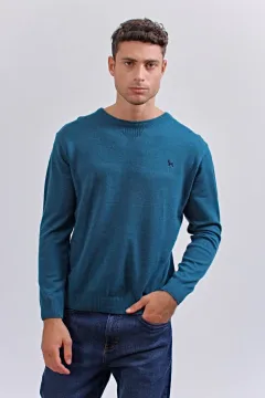 Sweater cuello redondo Petróleo (Solo talles S y M)
