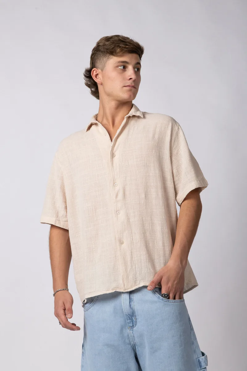Camisa Manga Corta Lino Kara Crudo