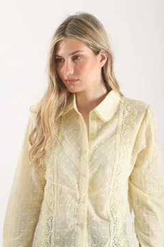 Camisa Bordada Con Guipiur AGUADA AMARILLA - 70195