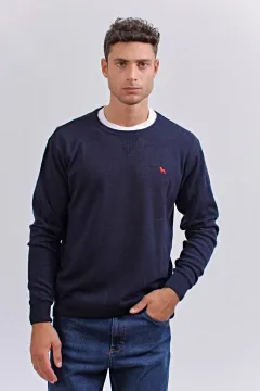 Sweater cuello redondo Azul Marino (Solo talle S)