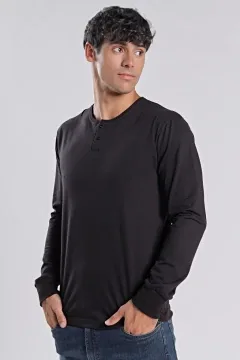 Remera minera manga larga confort negra