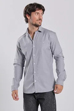 Camisa Oxford Blend Gris Topo