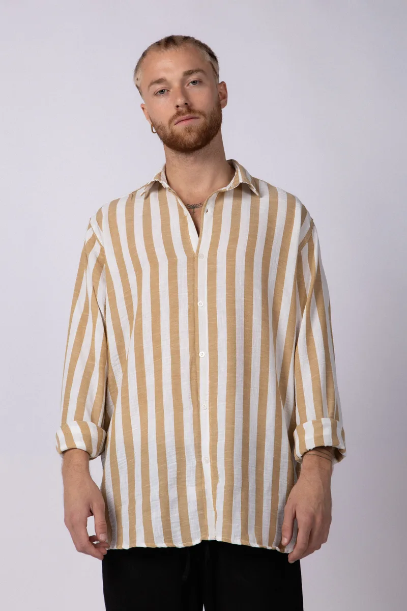 Camisa Manga Larga Lino Dram Beige