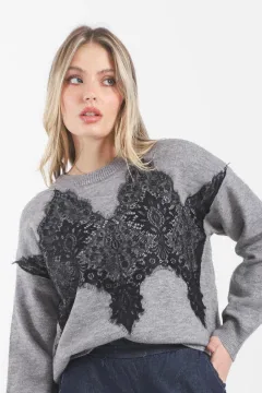 Sweater Cashmire Con Encaje GARAB - 667
